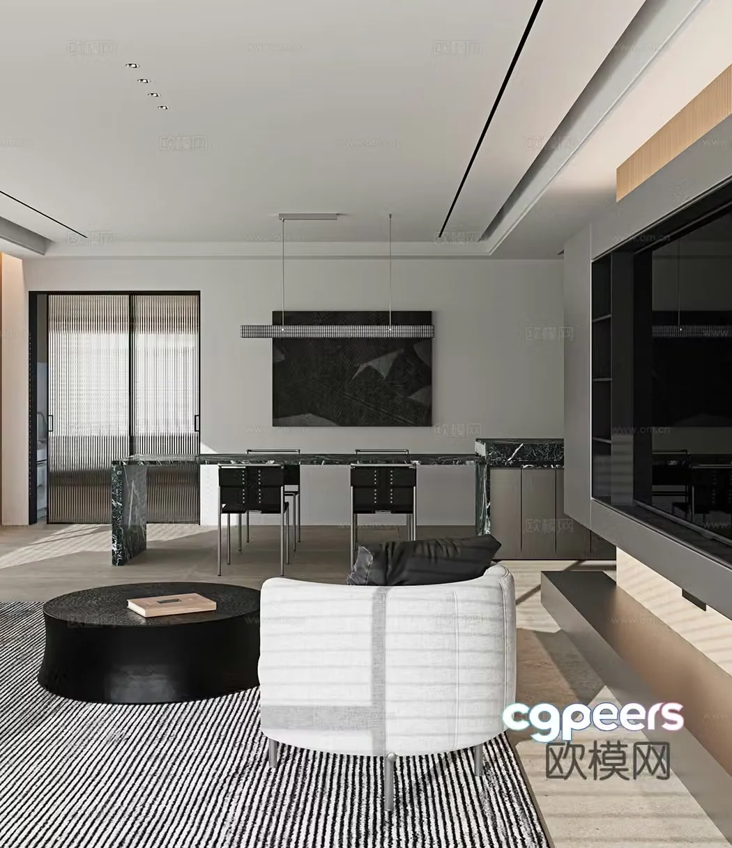 Modern guest restaurant 3d model