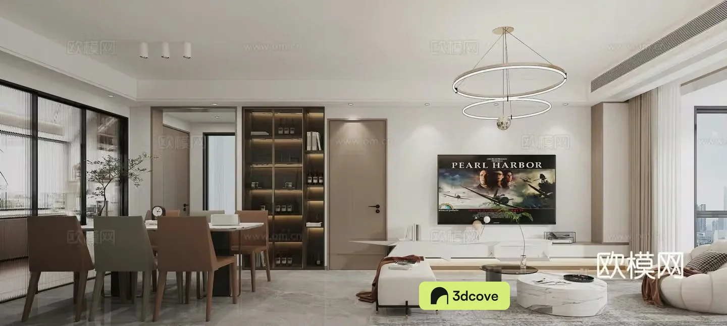 Modern living and dining room