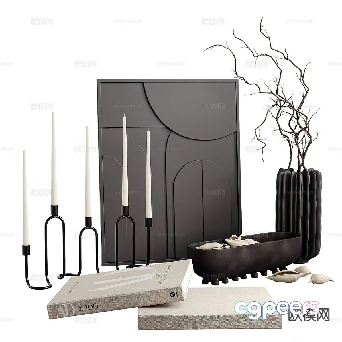 Modern decorations books candlestick lamp 3d model