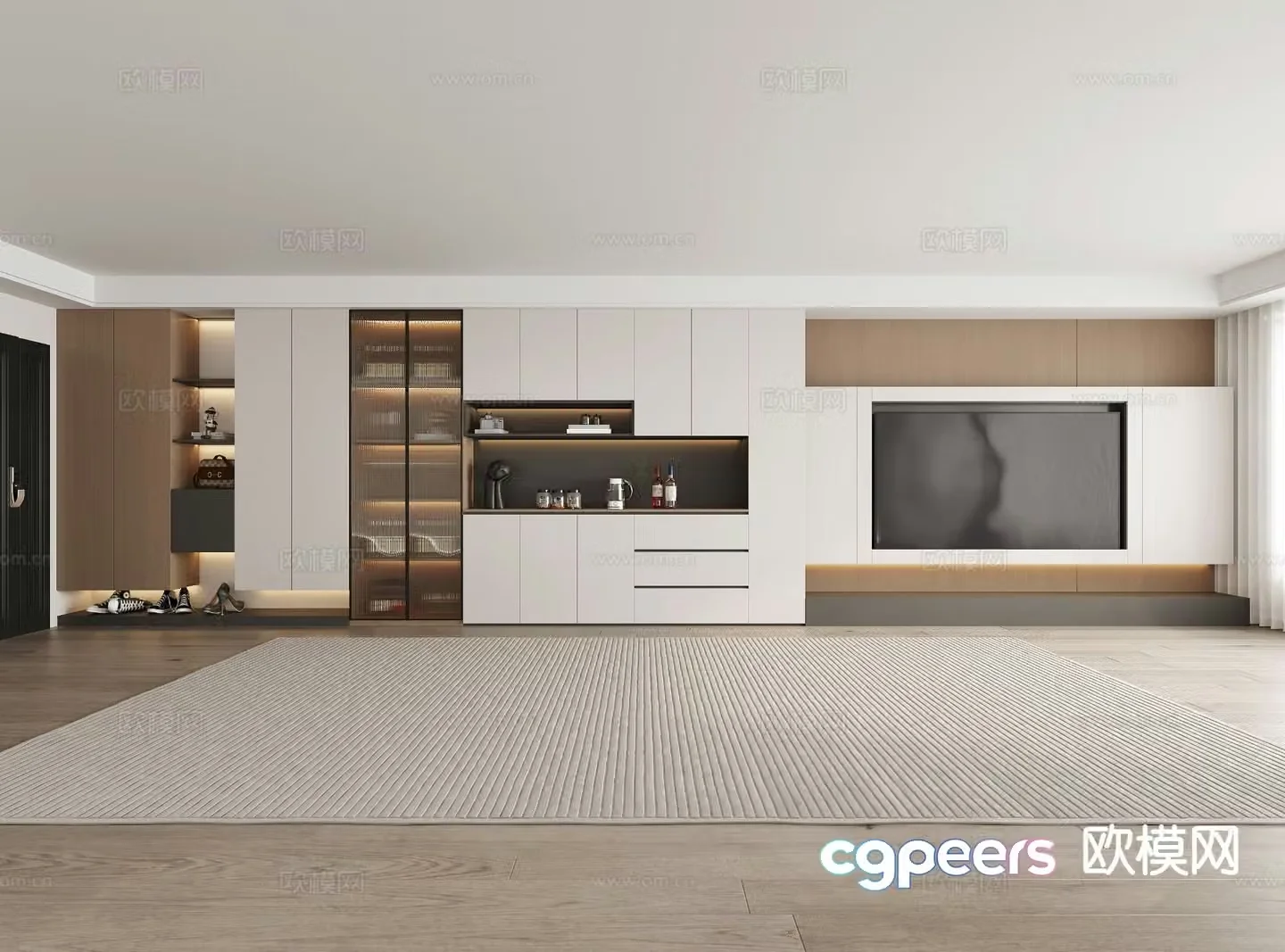 Modern shoe cabinet sideboard TV cabinet integrated cabinet custom cabinet 3D model