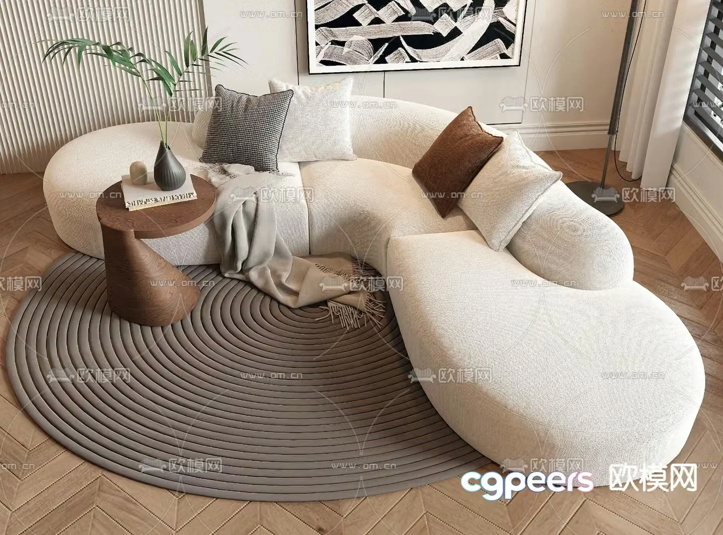 Special shaped sofa curved sofa 3d model