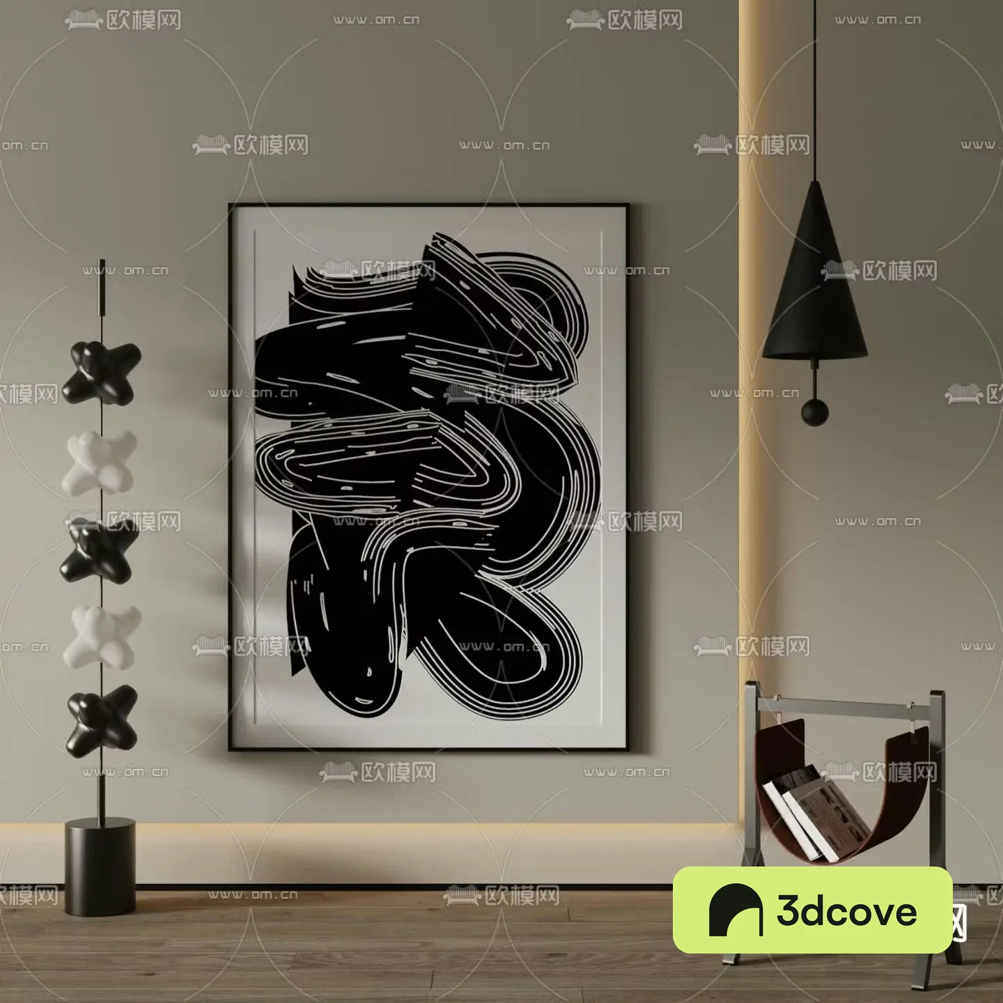 Modern decorative painting Abstract painting Black and white painting