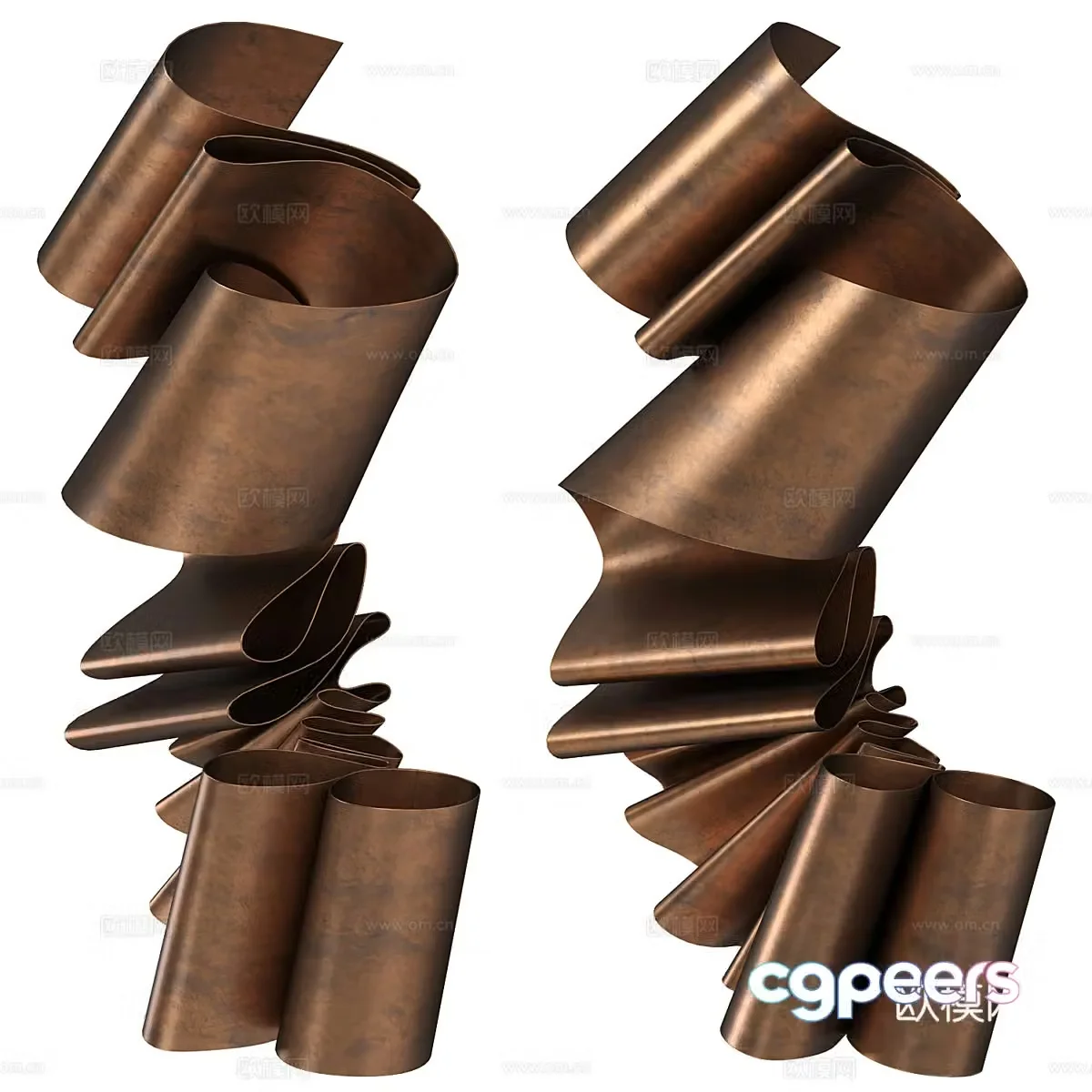 Modern Martha Sturdy Brass Pendant 3D Model