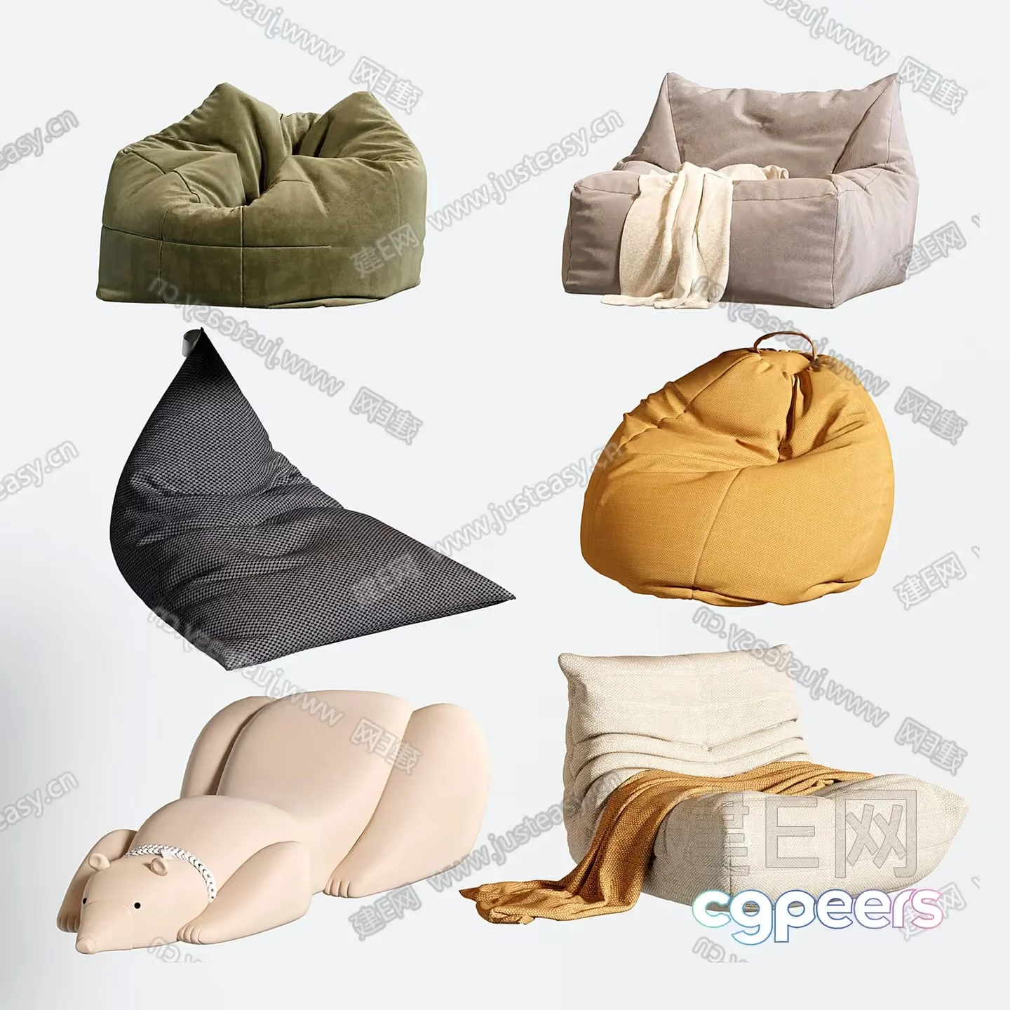 Cozy Bean Bag Chairs 3D Model – 14013 – VRAY Render
