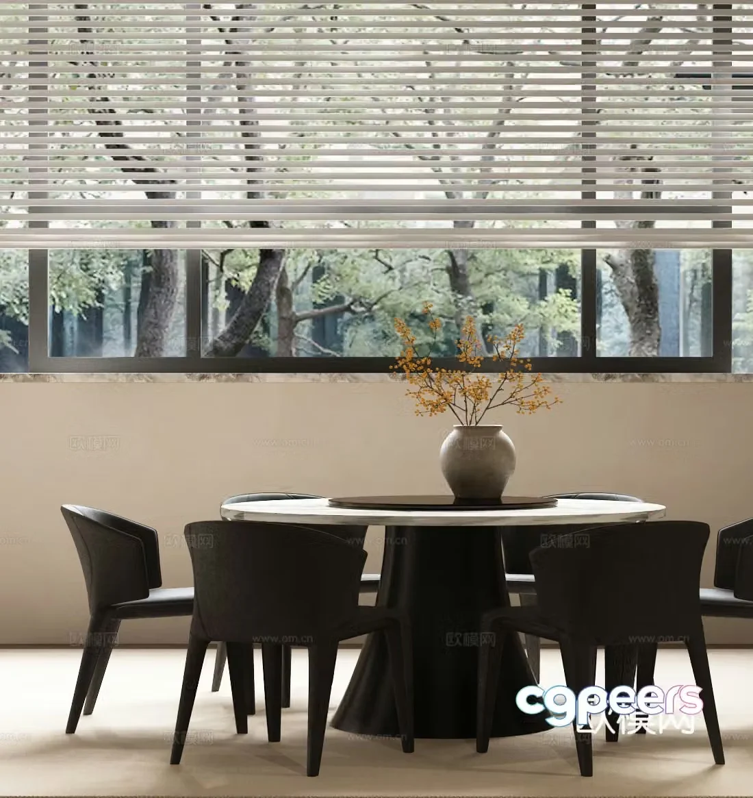 Modern dining table and chair combination Italian minimalist dining table and chair combination Italian luxury dining table and chair combination 3D model
