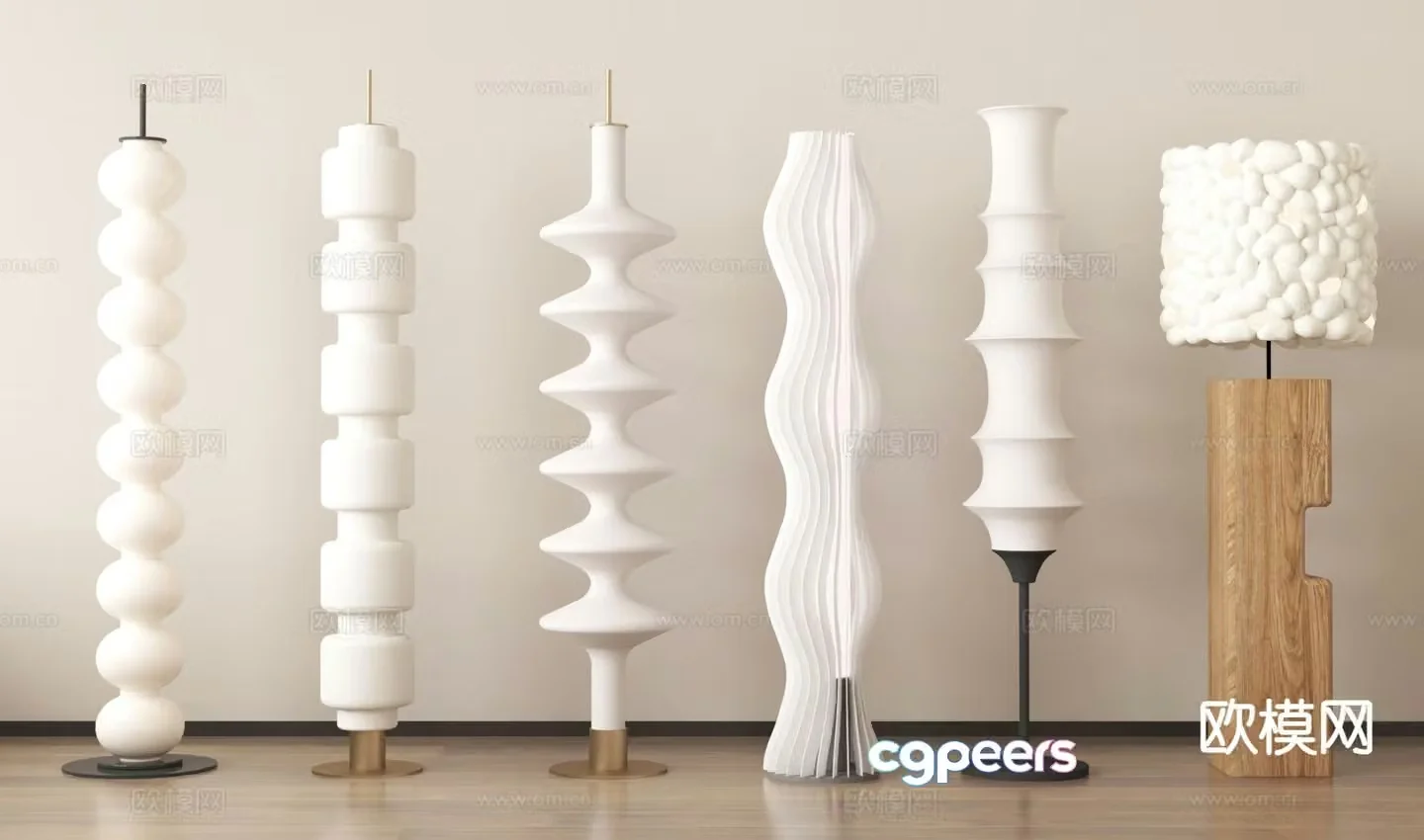 Cream style floor lamp Tanghulu floor lamp 3d model
