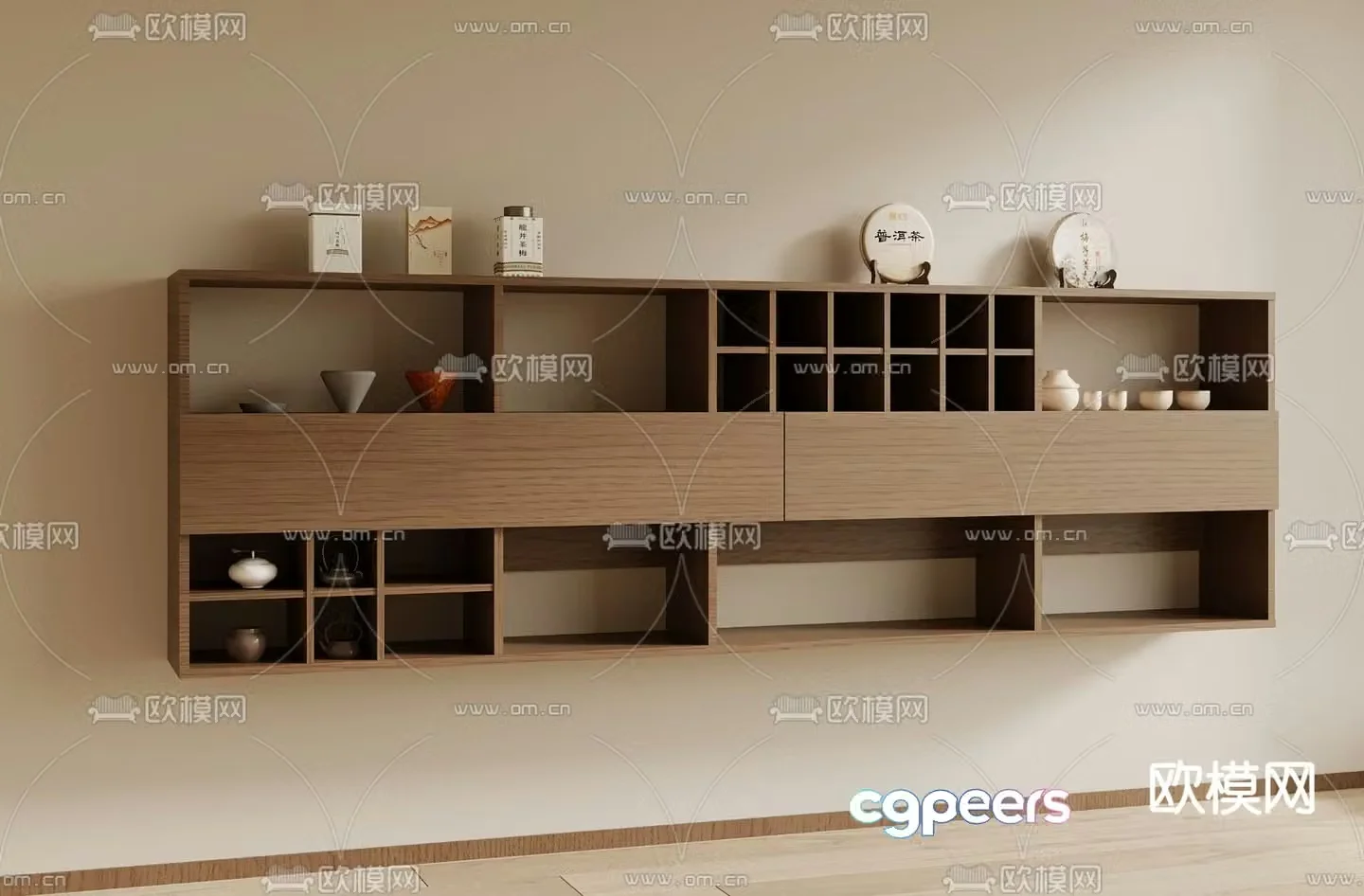 New Chinese style wall cabinet wall cabinet shelf 3d model