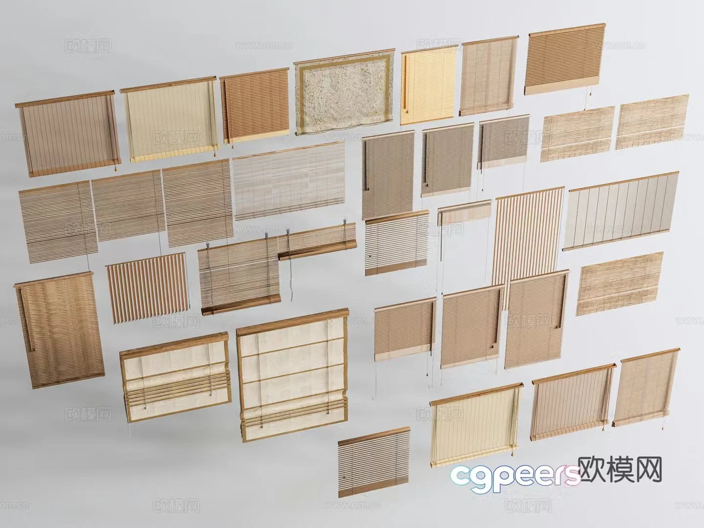 Rattan rattan curtain bamboo curtain roller curtain curtain 3d model