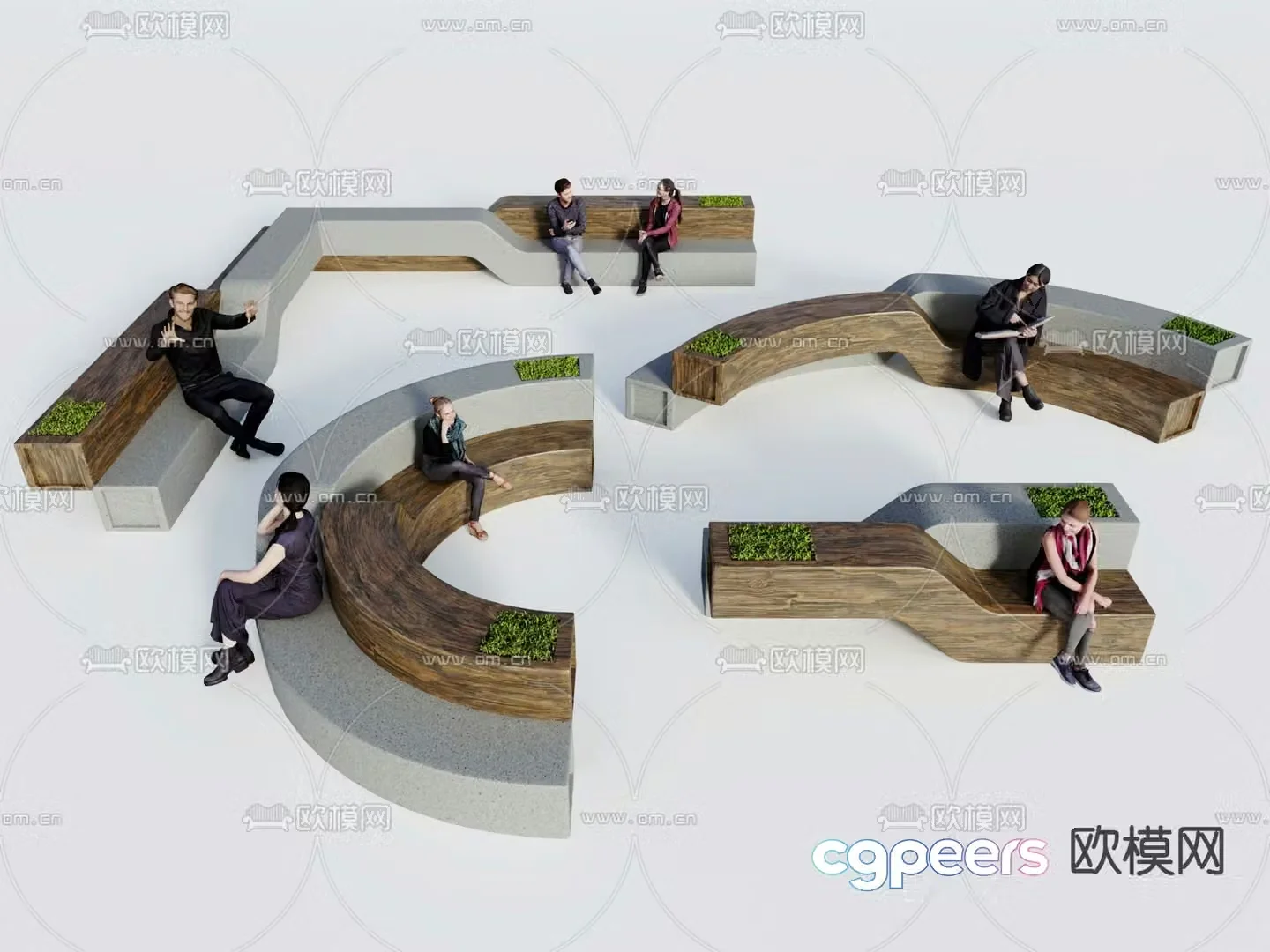 Outdoor chair curved seat 3d model