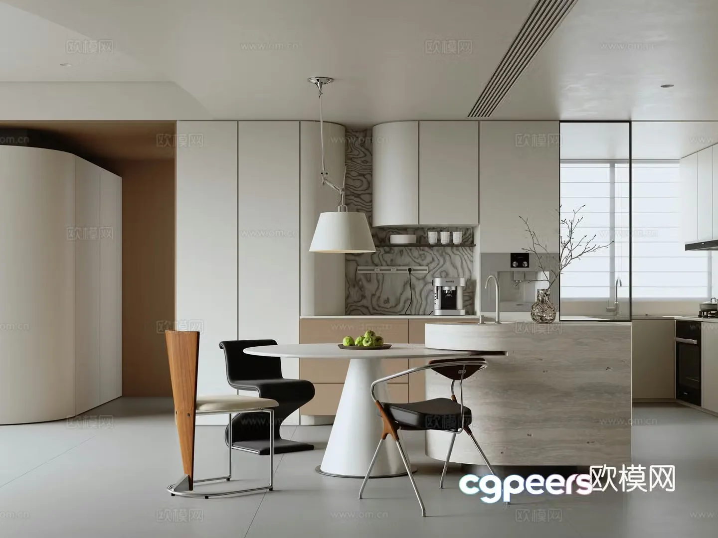 Modern minimalist restaurant 3d model