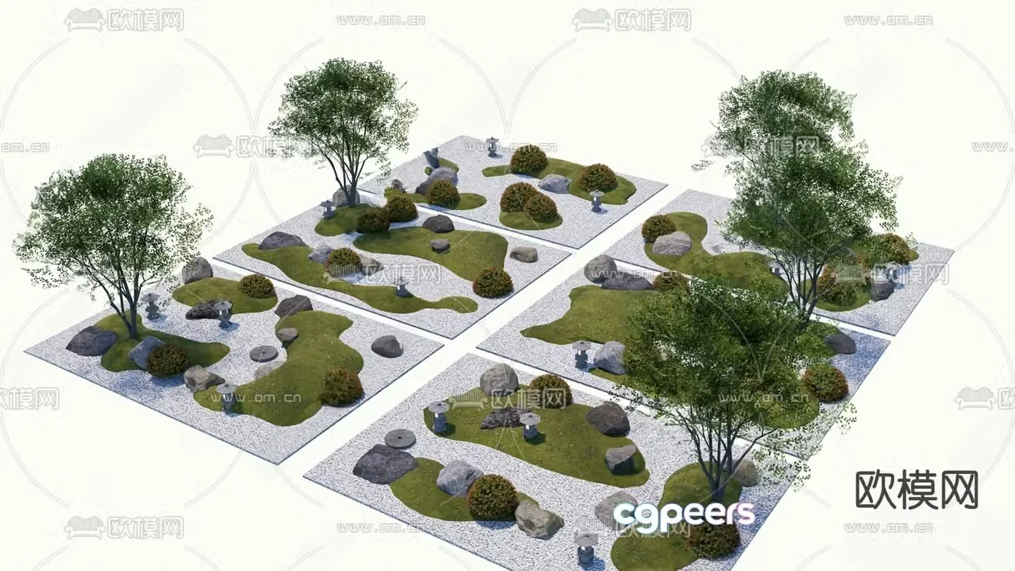 Modern micro terrain landscape sketch 3D model