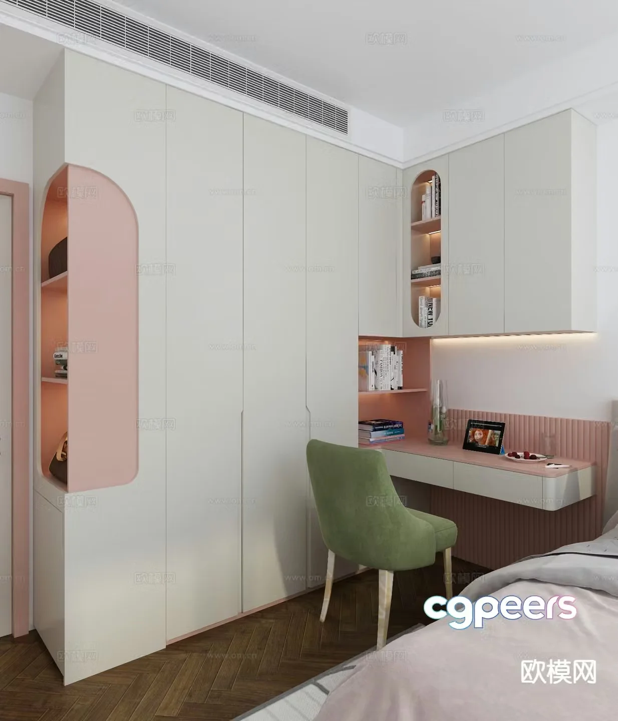 Children’s wardrobe desk wardrobe integrated 3D model