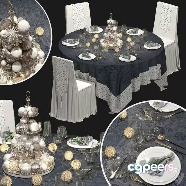 3ds Max Free – New Year’s banquet set