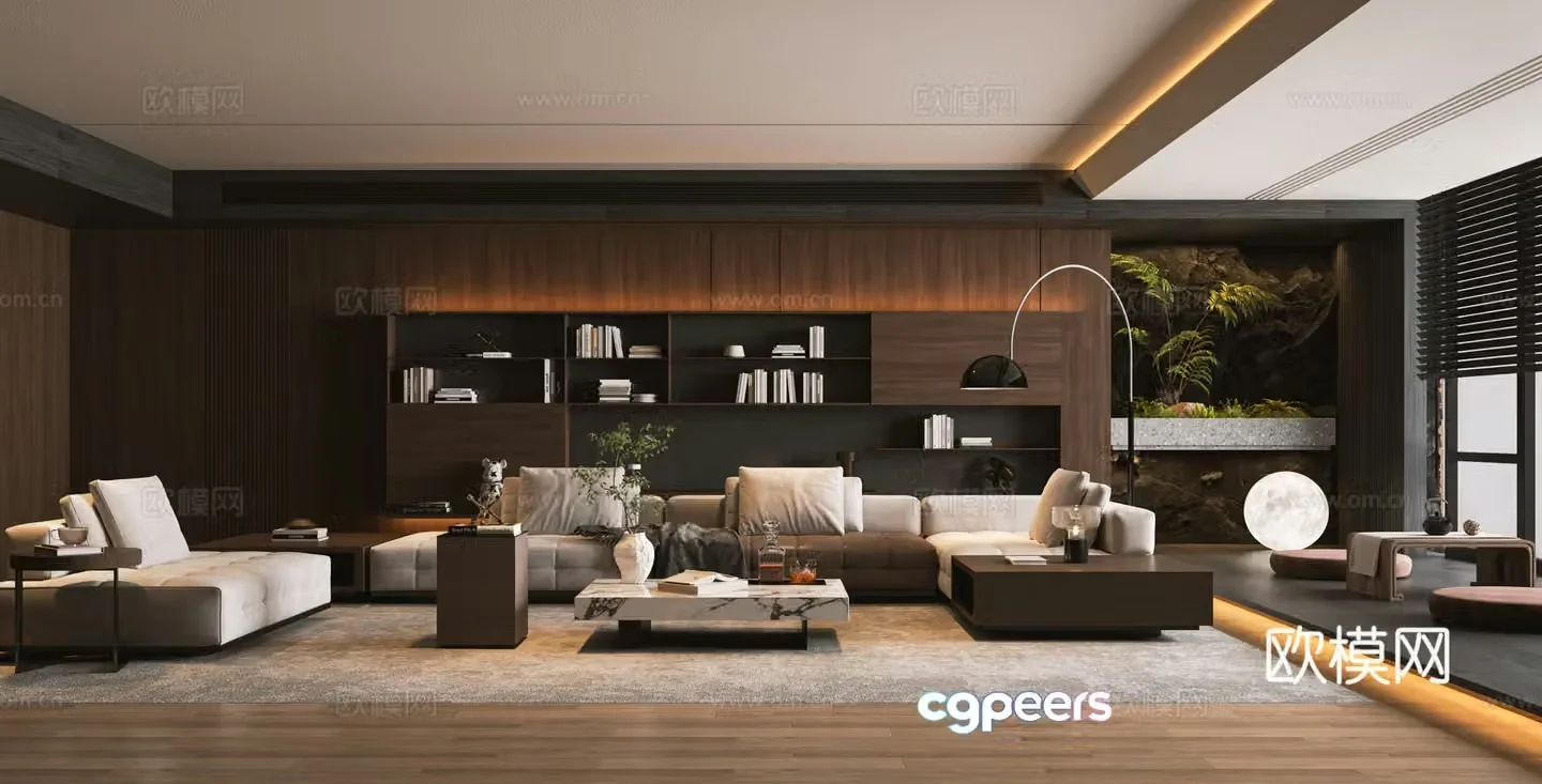 Minotti modular sofa living room 3d model