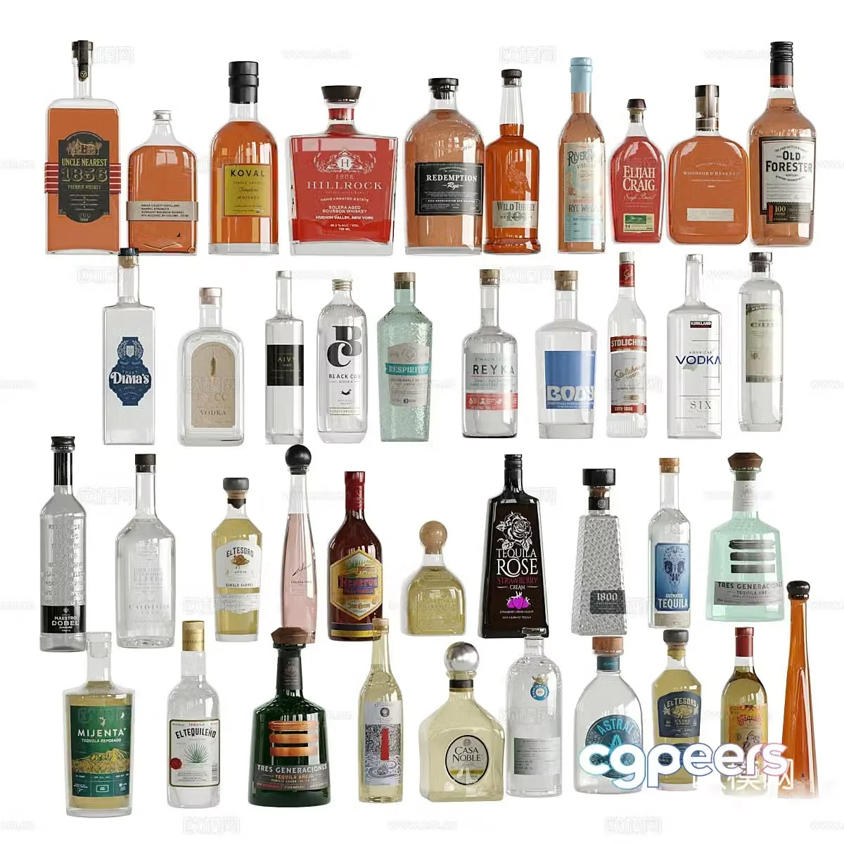 Wine bottle whiskey vodka tequila 3d model