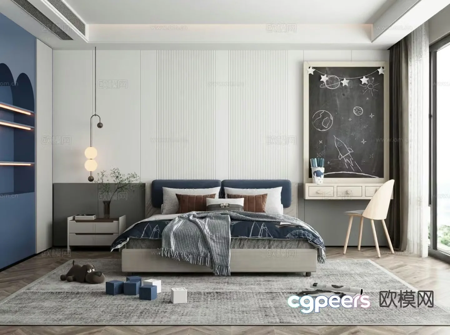 Modern kid’s room boy’s room children’s room 3d model