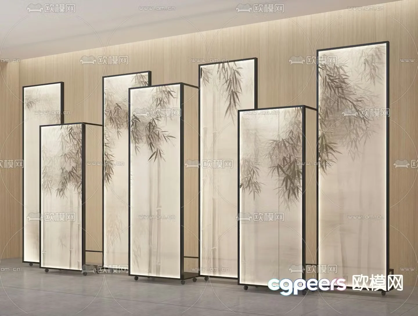 Bamboo screen mobile screen 3d model
