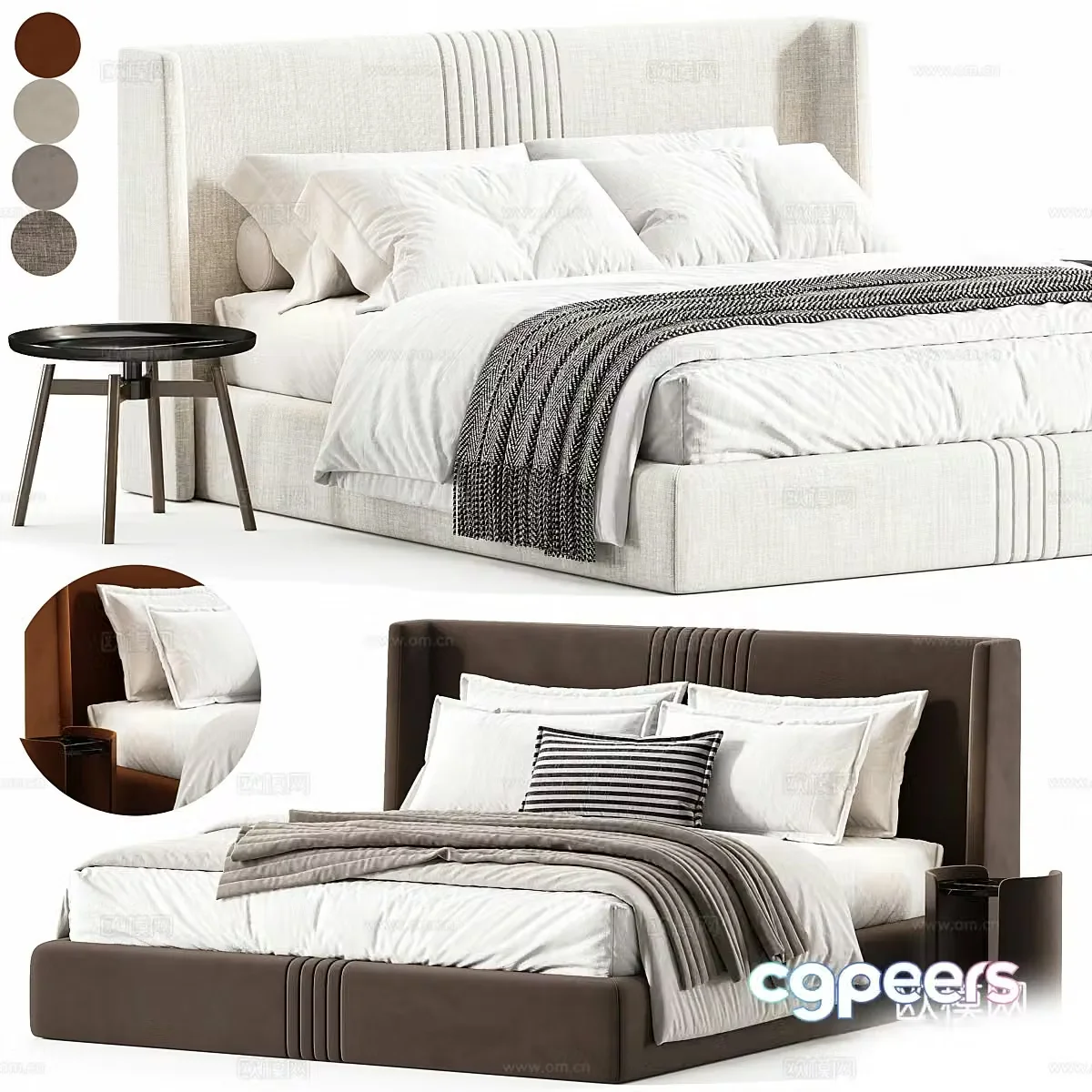 Modern Italian fabric double bed 3D model