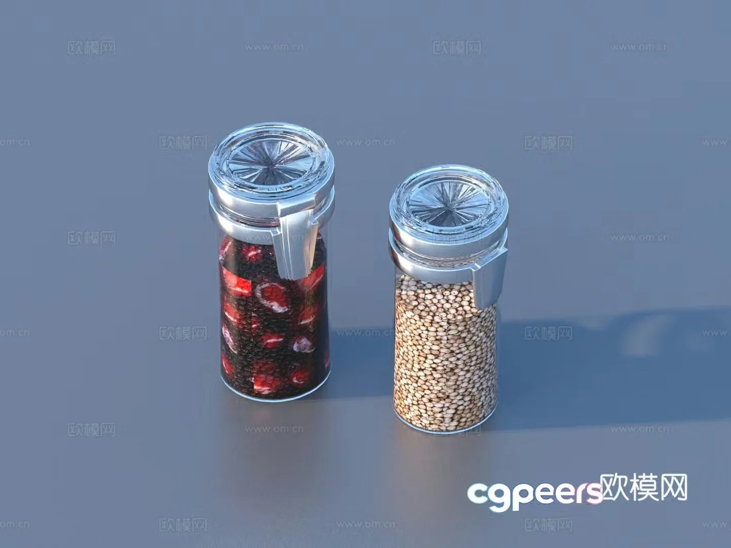Seasoning bottle glass bottle medicinal can kitchen ornaments 3D model
