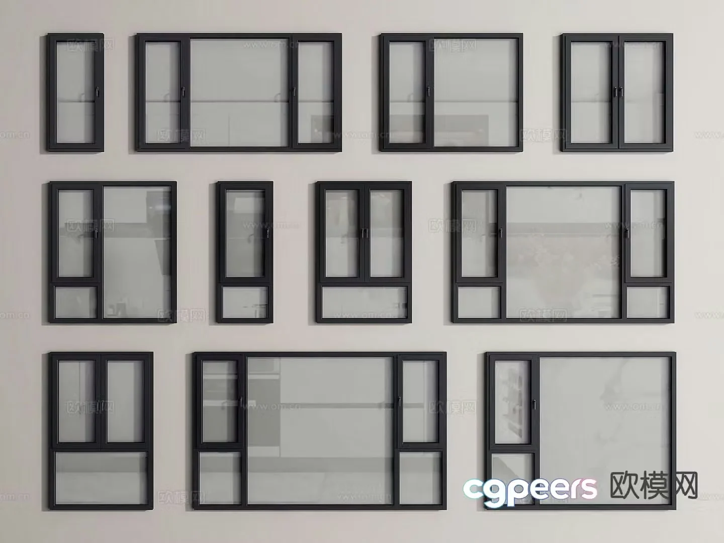 Modern windows casement windows floor-to-ceiling windows 3d model