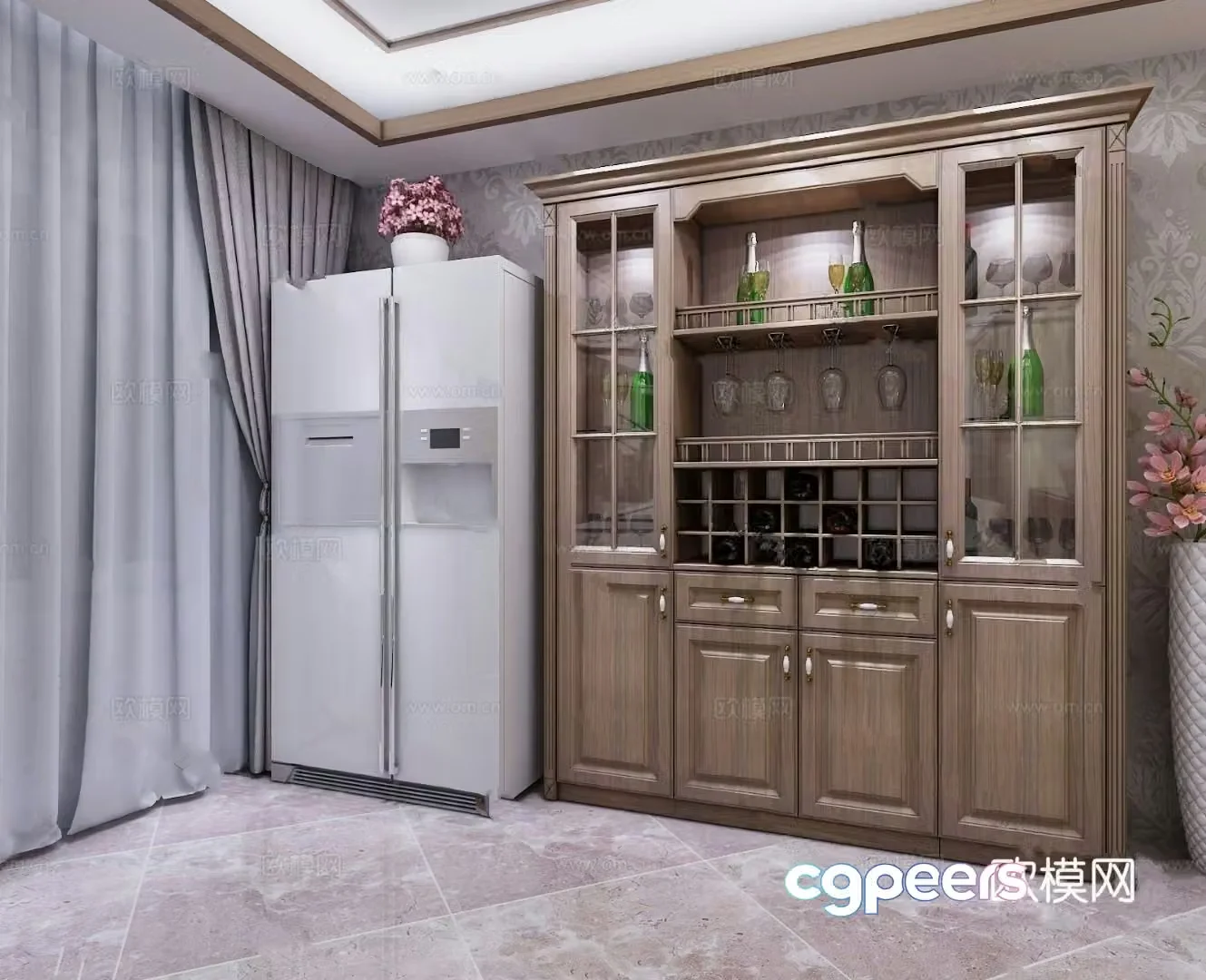 European wine cabinet model 3D model