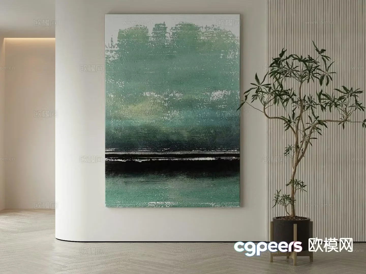 Modern decorative painting gradient oil painting 3d model