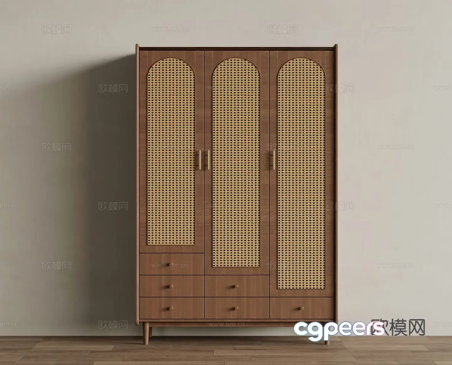 Wardrobe Middle-aged wind wardrobe 3d model