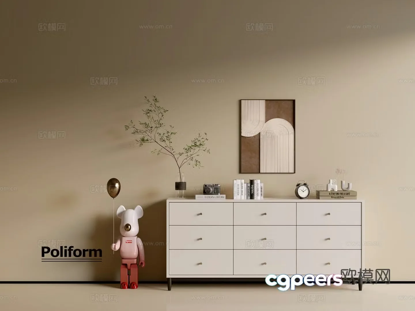 Modern cream wind chest of cabinet ins wind minimalist wind cabinet whole cabinet sideboard balcony cabinet 3d model