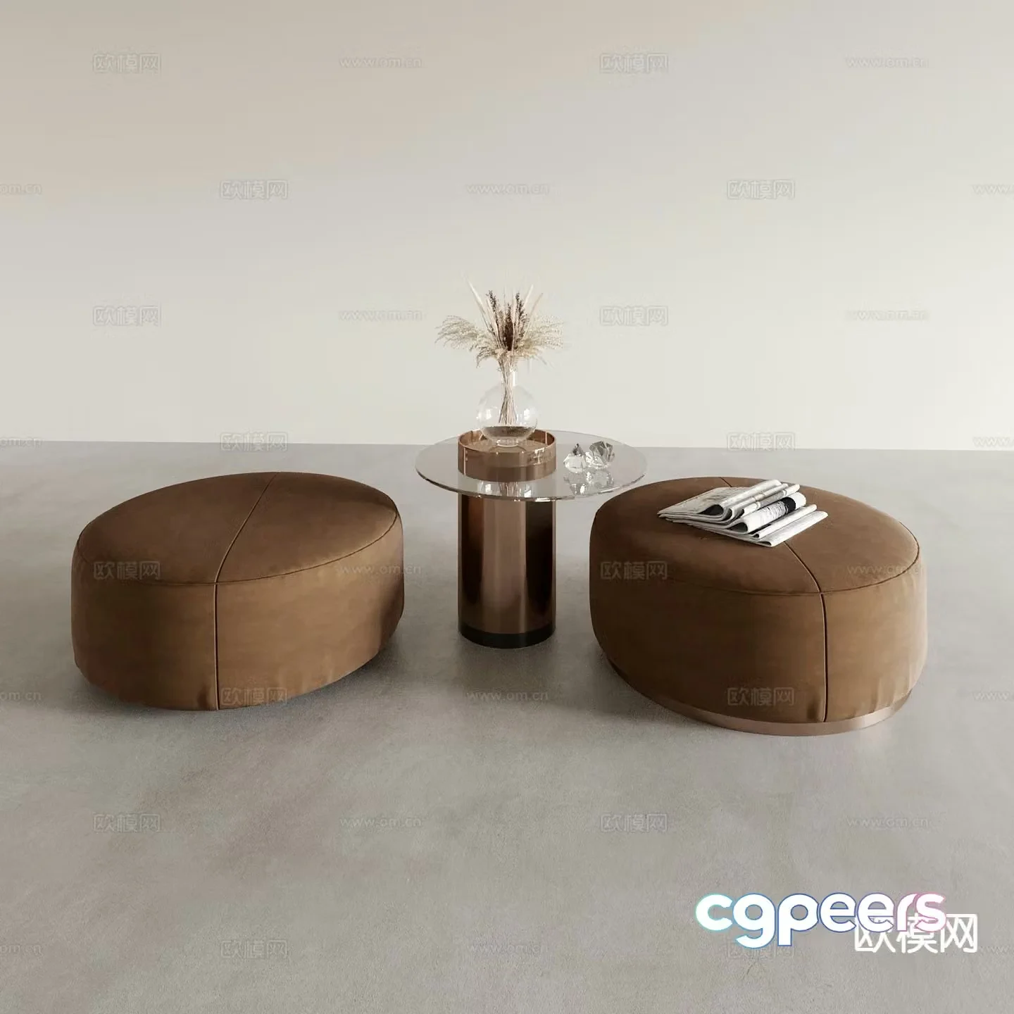 Modern shoe-changing stool imperial concubine couch round sofa stool 3D model