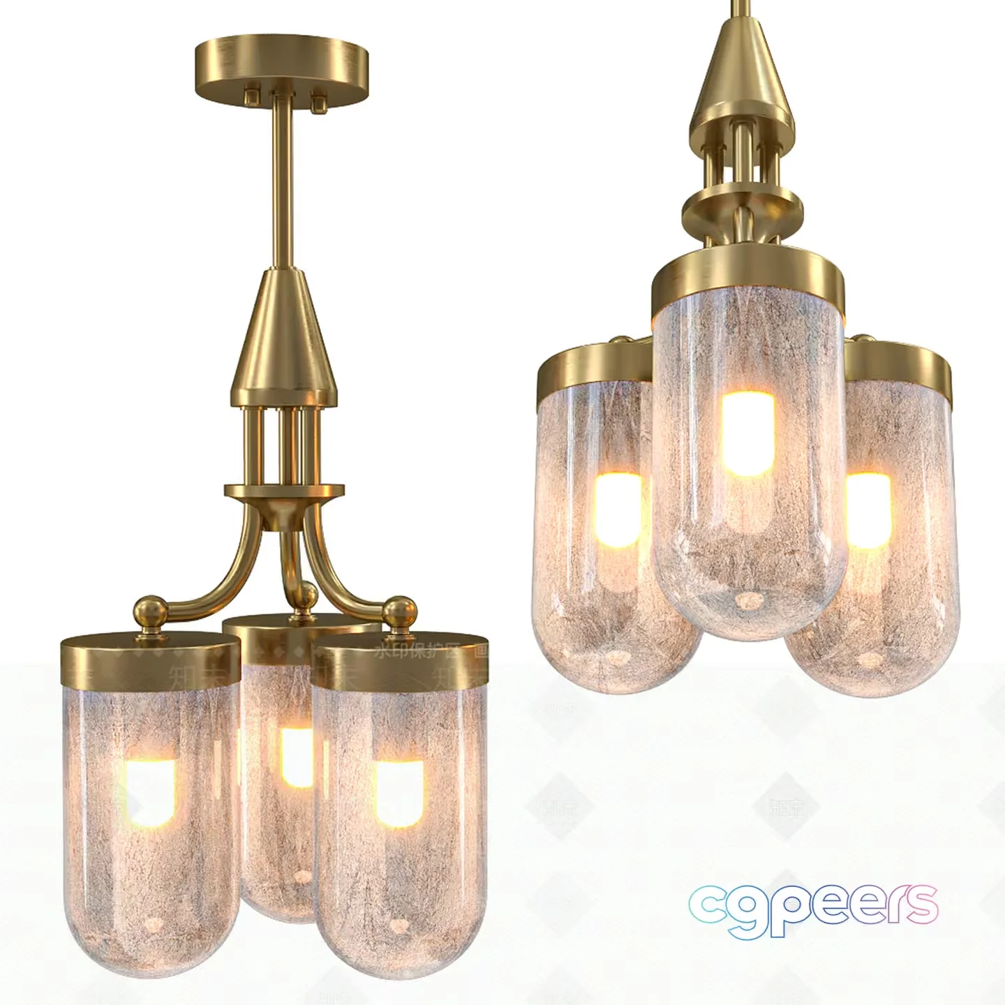 Gold Light Fixture 3D Model – 12730 – VRAY Render