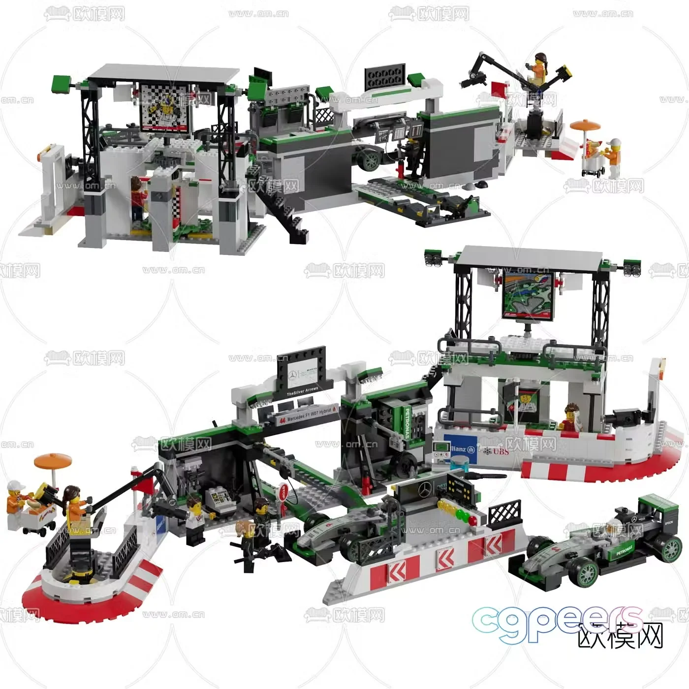 Modern building block racing team toy 3d model
