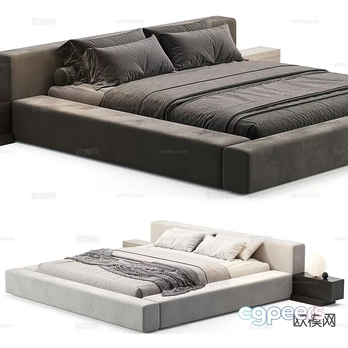 El Malek double bed 3d model