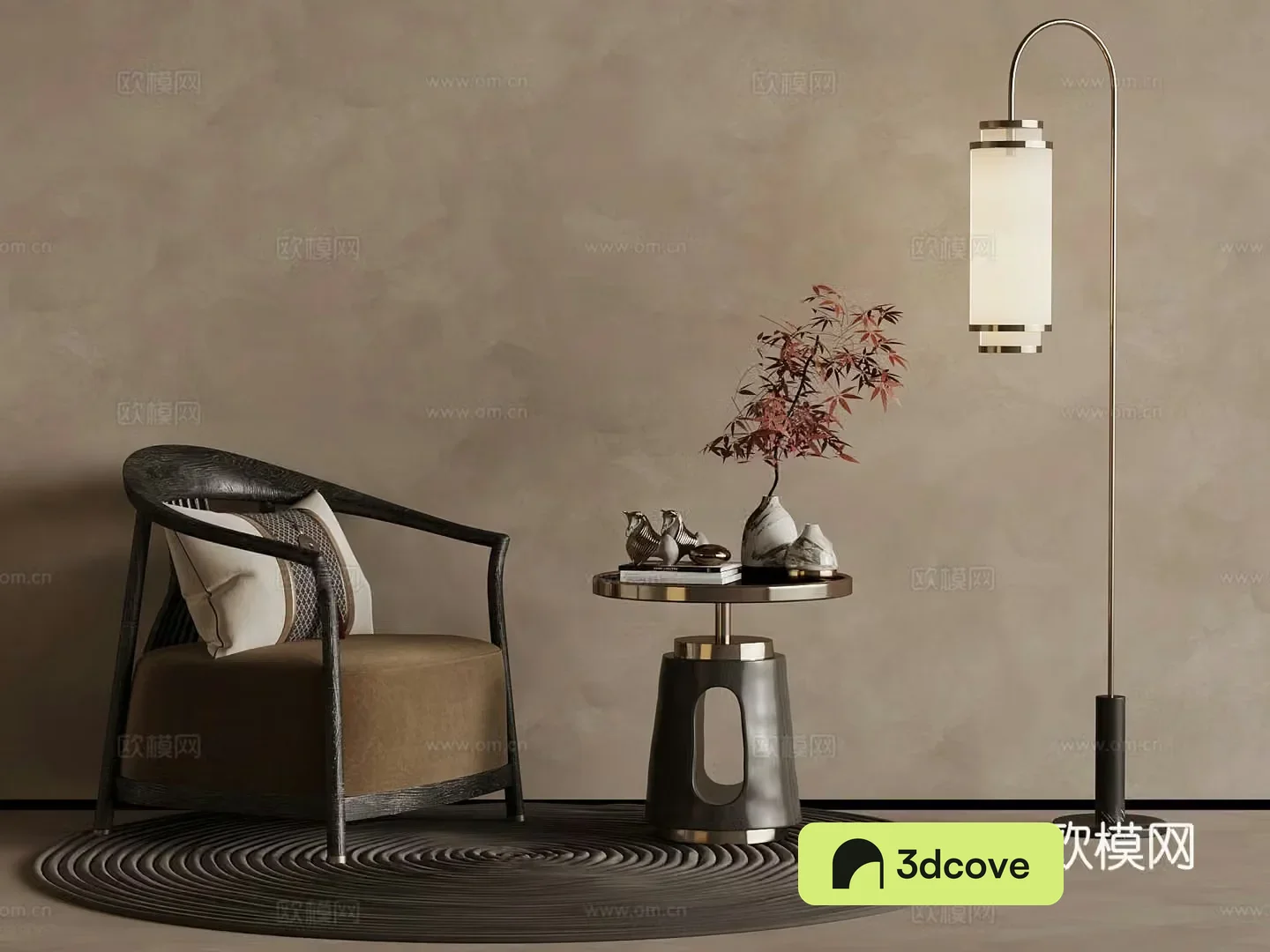 New Chinese style leisure chair side table floor lamp