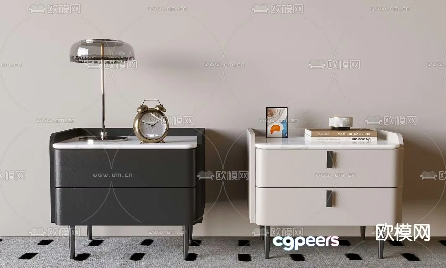 Light luxury bedside table drawer bedside table 3d model