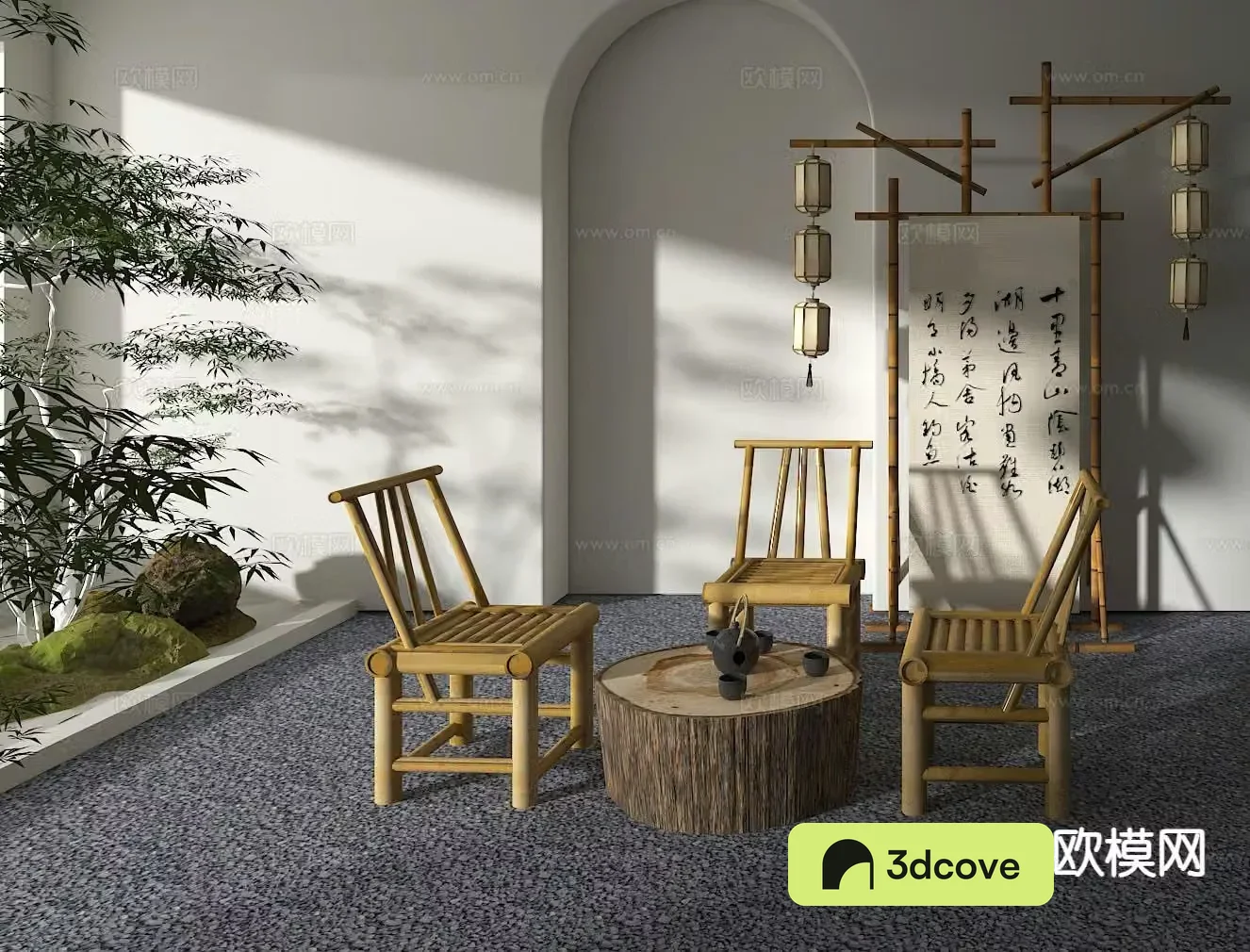 Chinese tea tables and chairs outdoor tables and chairs leisure tables and chairs bamboo row tables