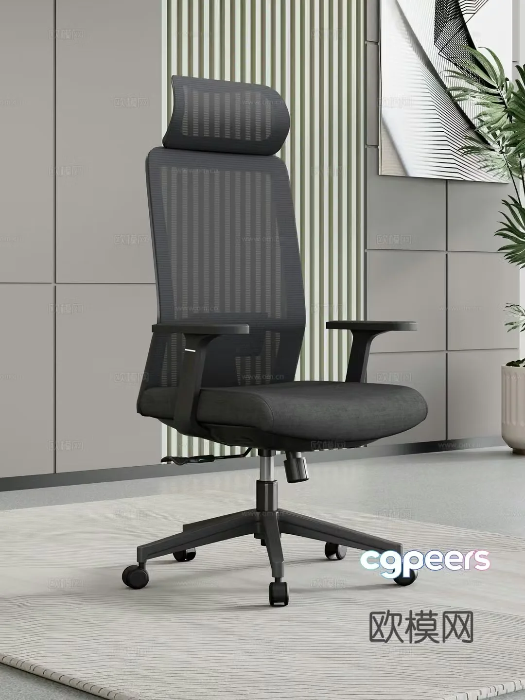 Modern office chair mesh chair swivel chair manager chair 3d model