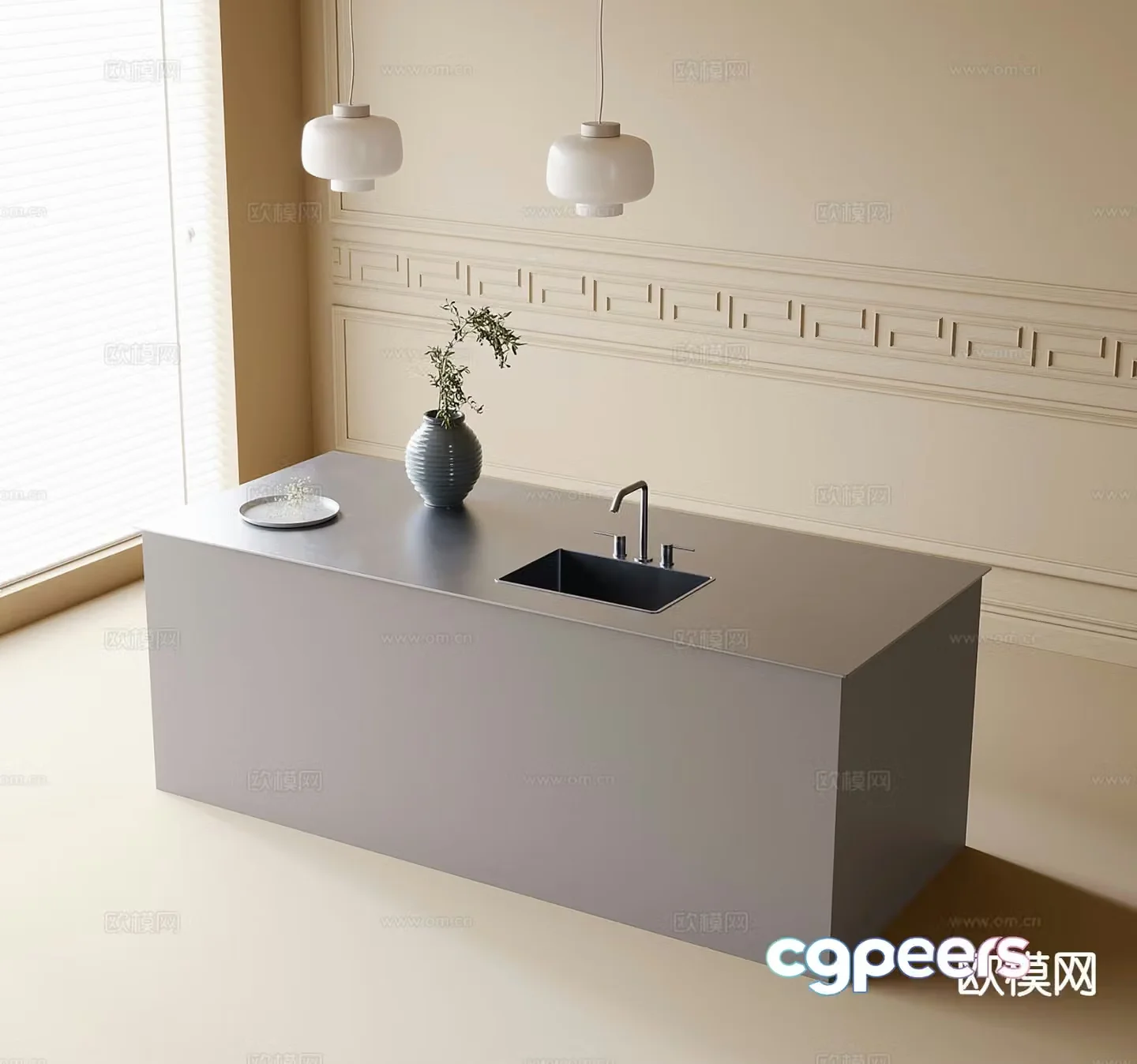Modern kitchen island 3d model