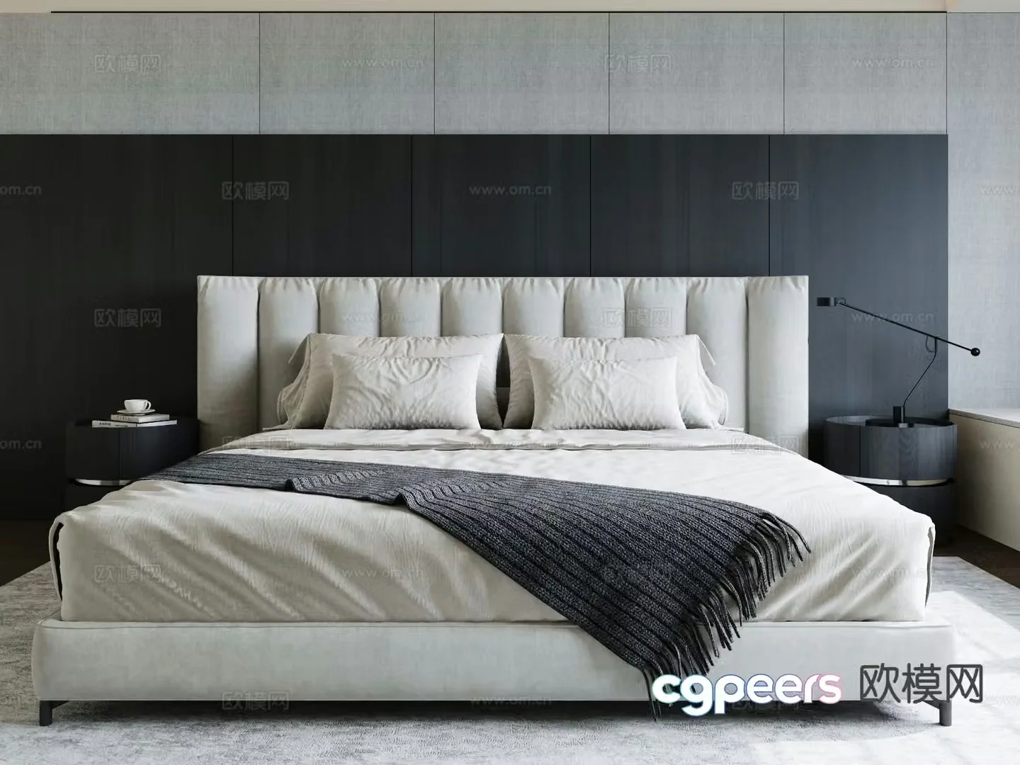 Modern double bed 3d model