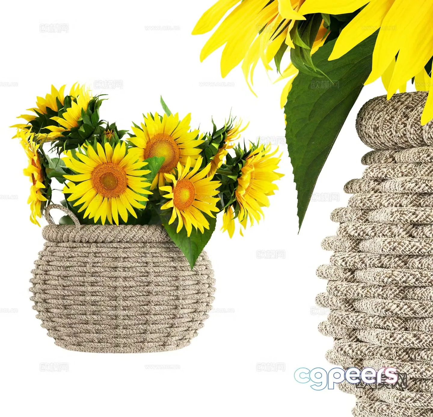 Modern Flower Sunflower Flower Basket 3D Model