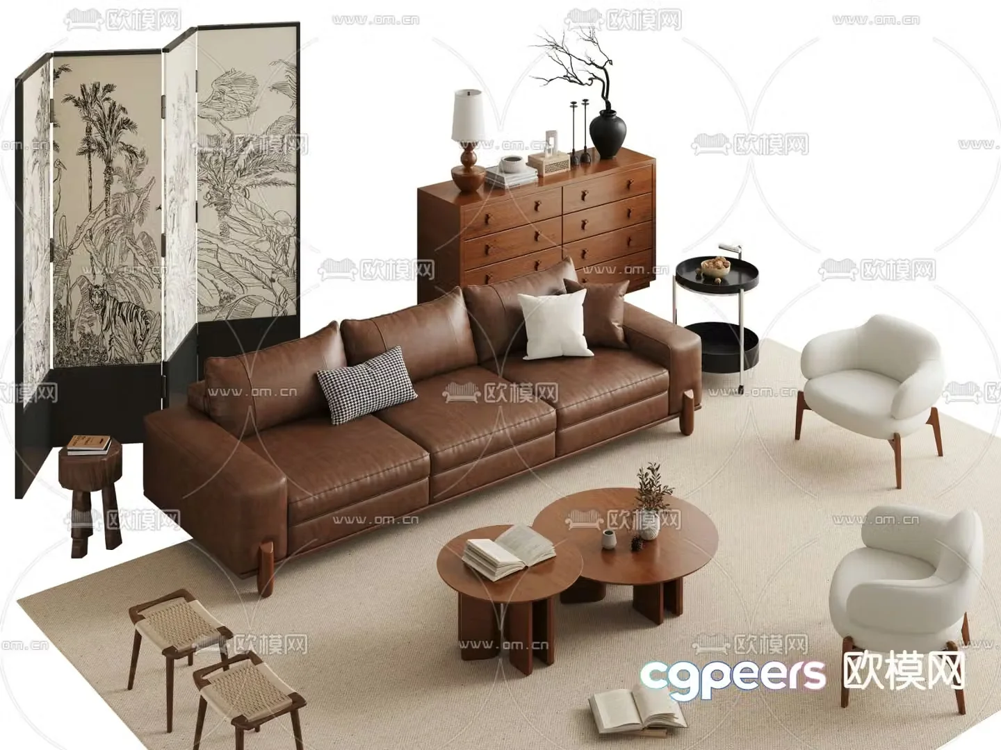 Medieval style modular sofa 3D model