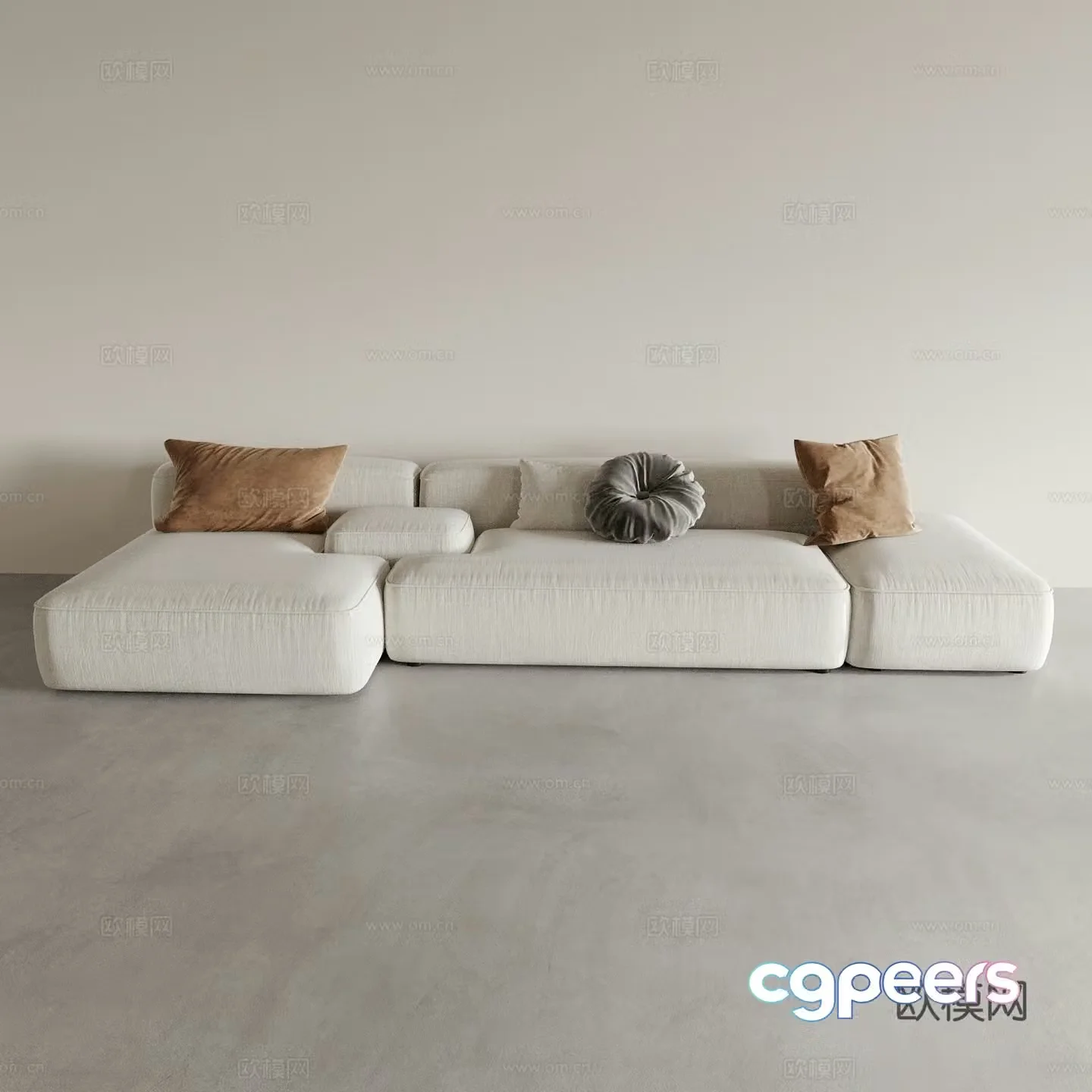 Modern fabric sofa multi-person sofa 3d model