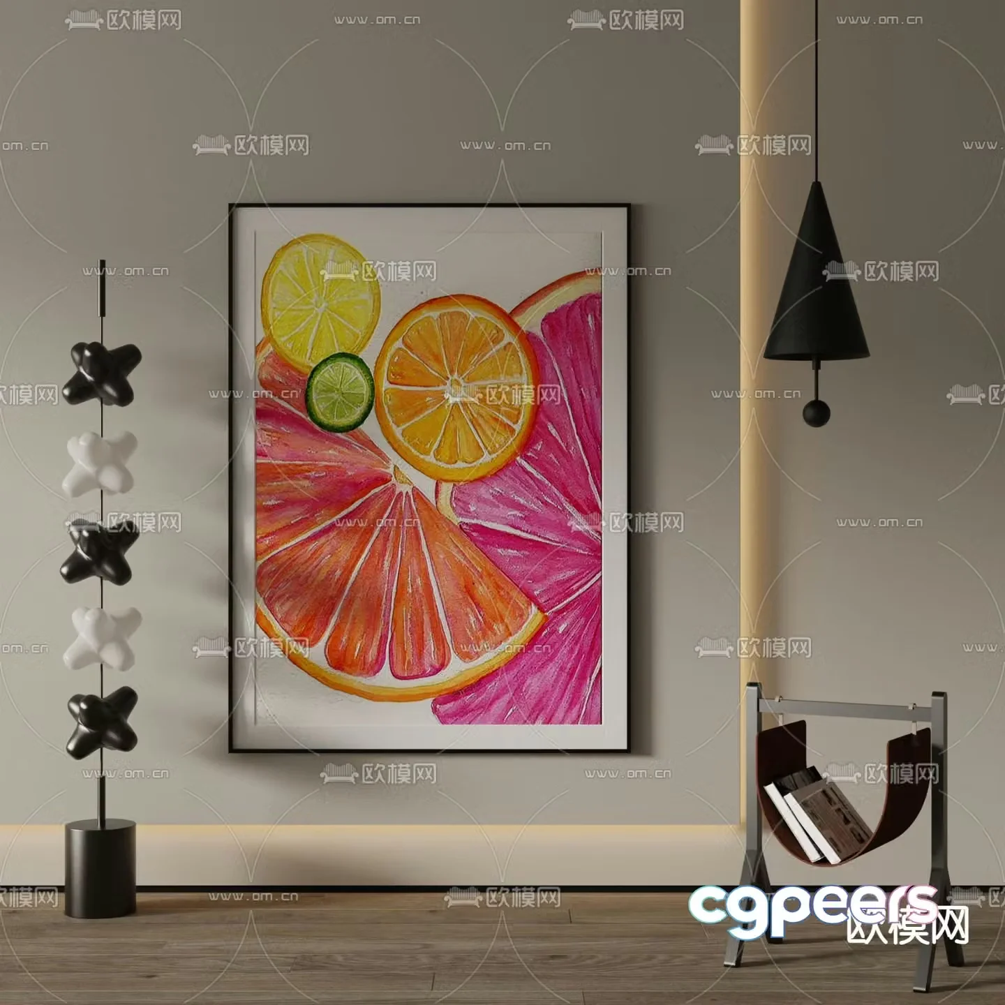 Fruit oil painting Decorative painting Art painting 3d model