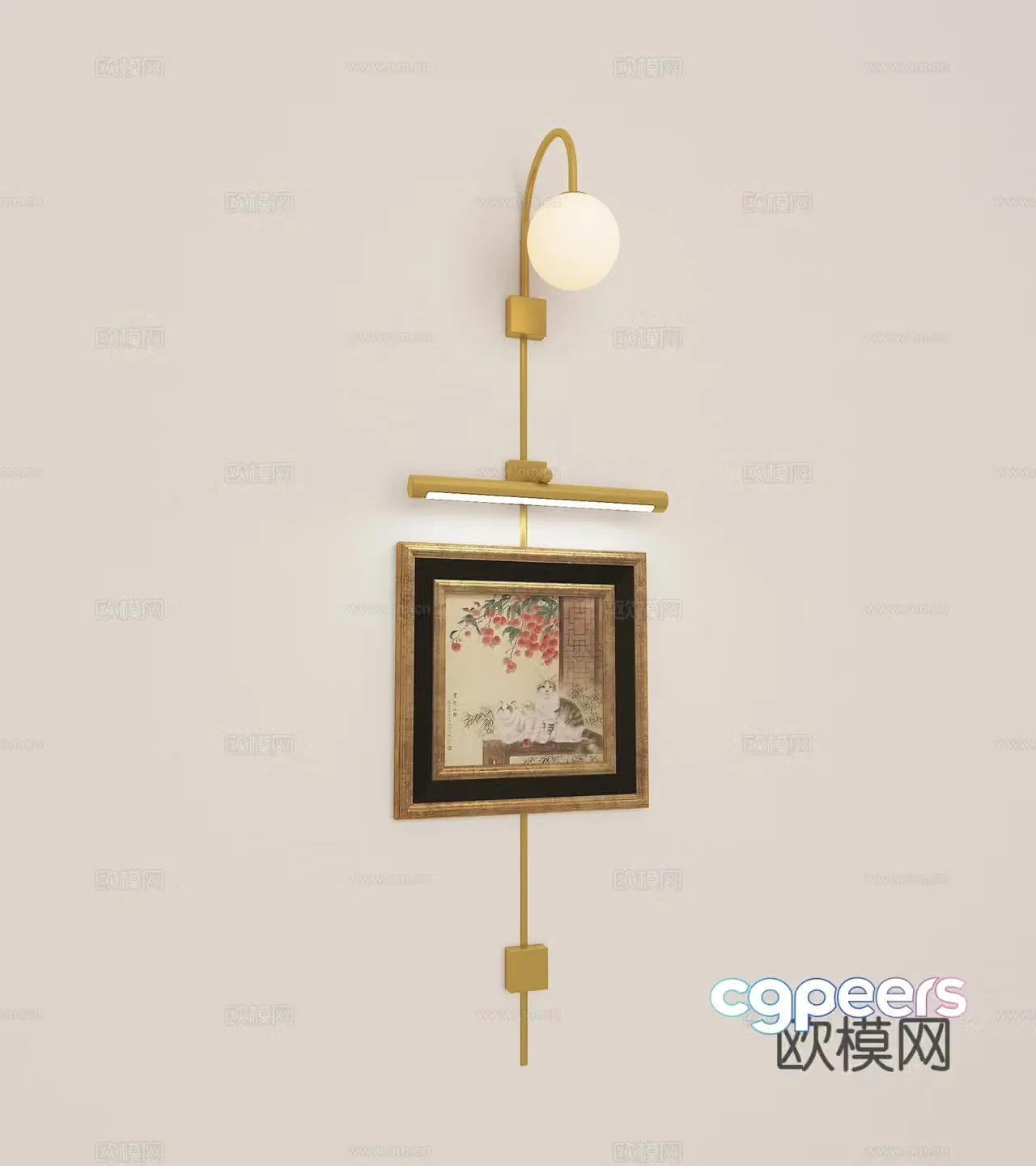 Modern light luxury wall lamp hanging painting 3D model