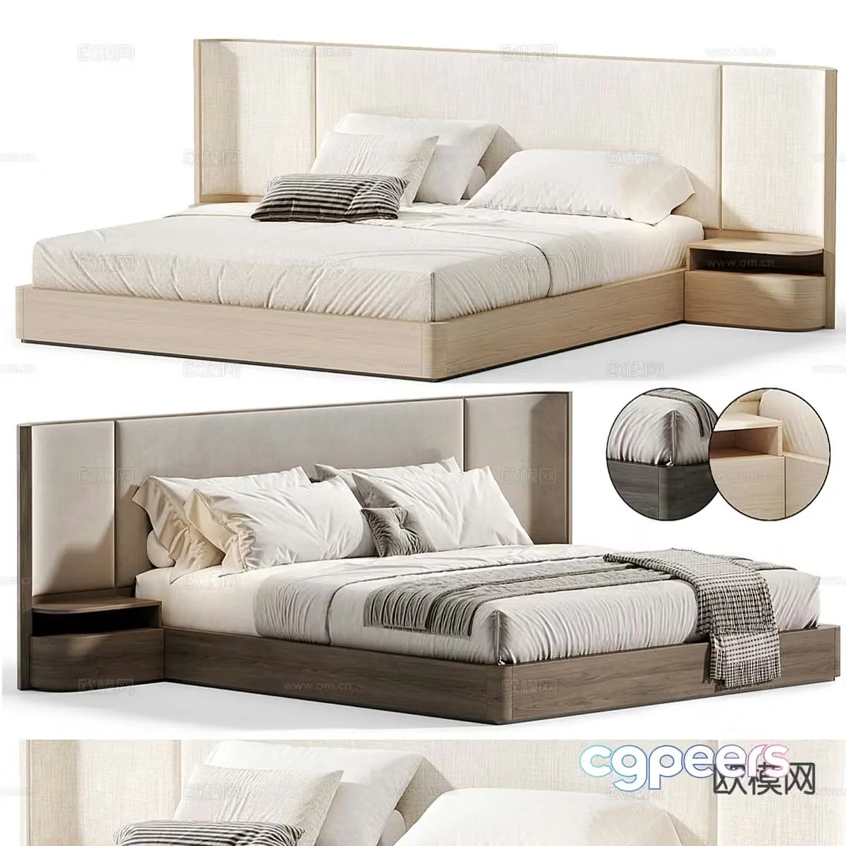 Italian double bed Gianna fabric double bed 3d model