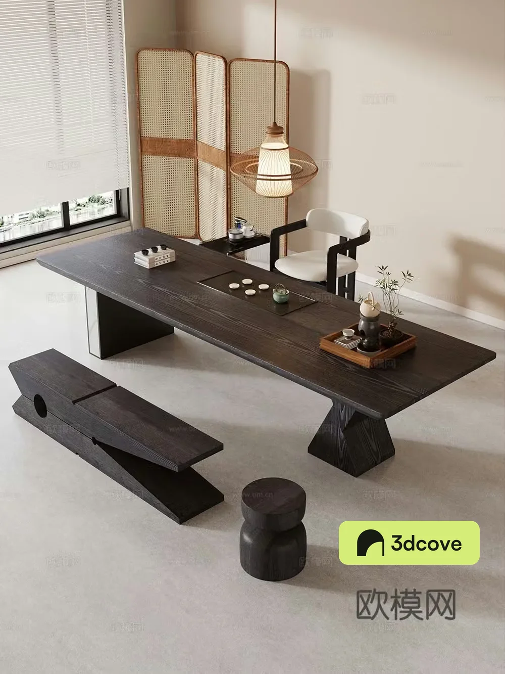 Creamy large plate table tea table and chair combination tea table tea room tea table balcony tea table