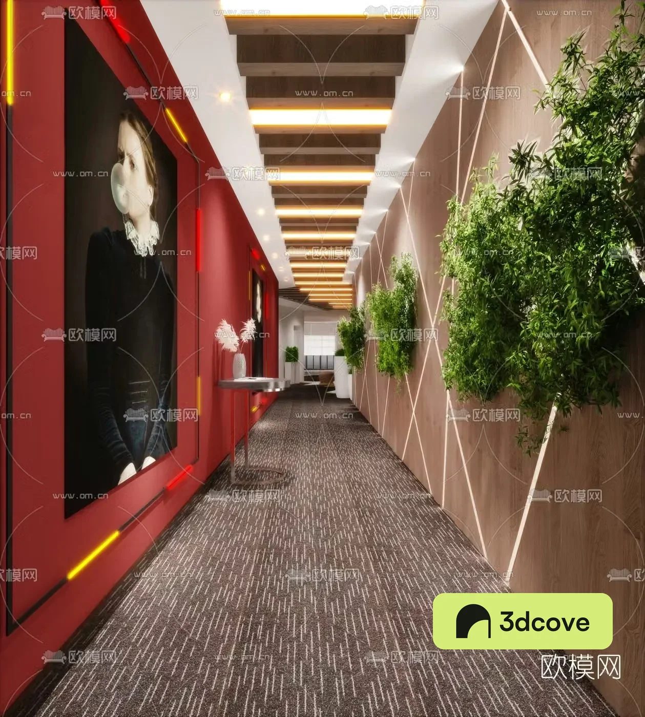 Modern light luxury hotel corridor