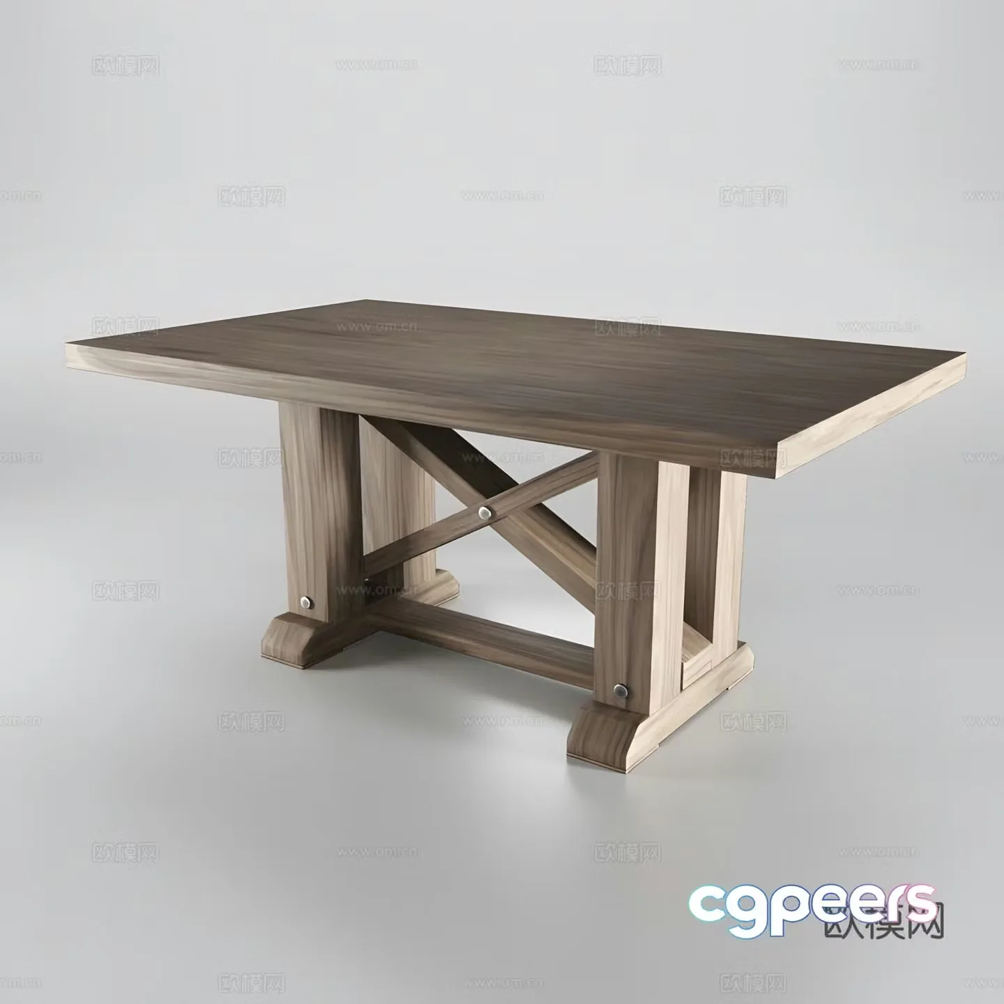 Log dining table 3d model