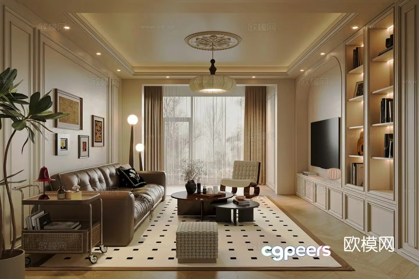 French retro living room 3d model