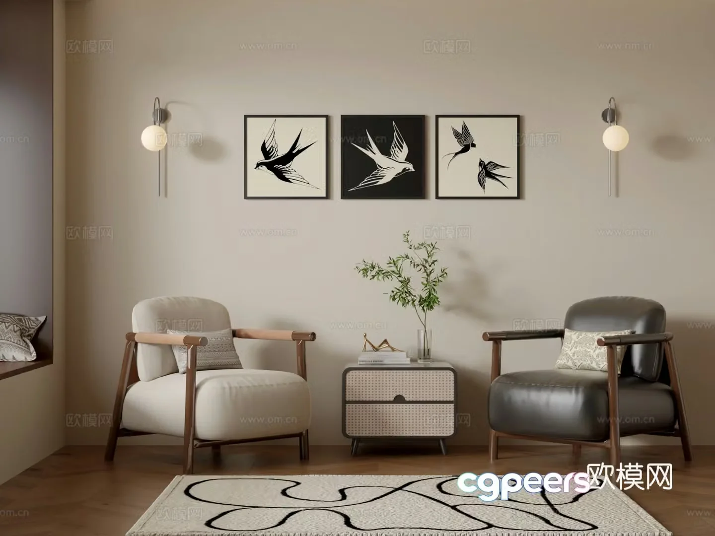 Retro single sofa 3d model