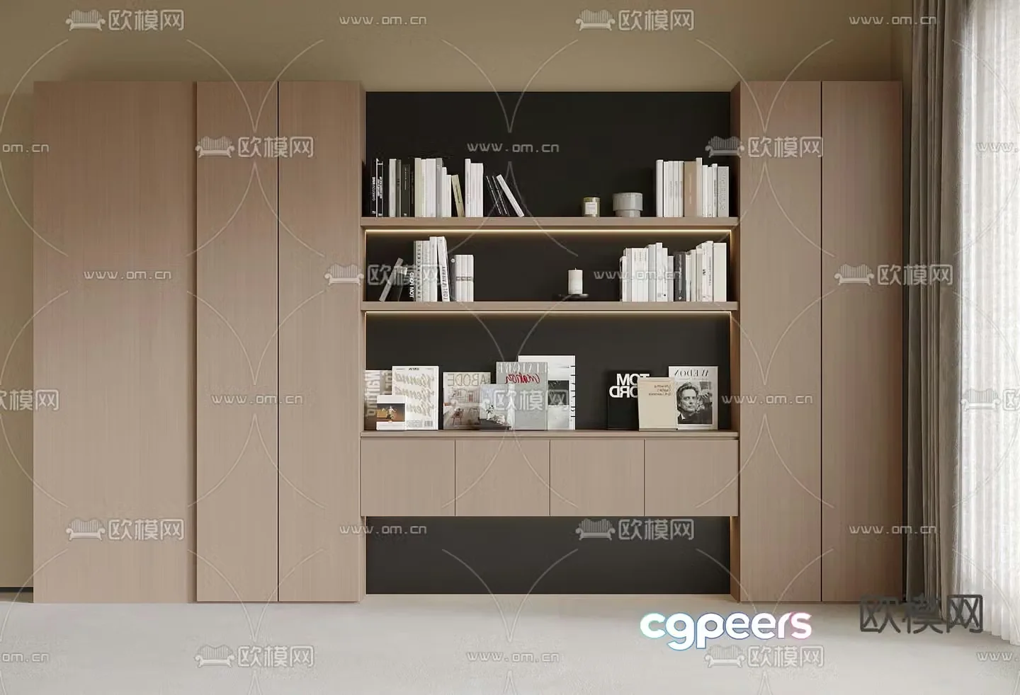 Modern bookcase 3d model